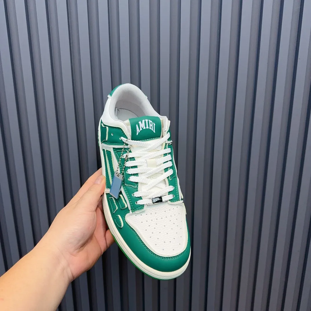 Men's men's shoes 💰600 AMIRI high street sneakers with bone sports shoes, toe layer cowhide upper, upper side bones, hand-stitched, good three-dimensional effect, customized metal LOGO, size 38-45 46
